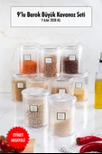 9'lu Barok Yuvarlak Büyük Kavanoz Seti & Saklama Kabı & Erzak Kabı (9*2000 ML) thumbnail 1