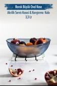 Akrilik Barok Lacivert Büyük Oval Meyve & Salata Kasesi & Karıştırma Kabı / 3,3 Lt  (CAM DEĞİLDİR) - 2