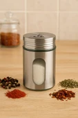 Metal Tuzluk Biberlik Baharatlık 200 ml Gri thumbnail 1