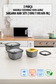 Kare 3 Parça Vakumlu Sızdırmaz Hava Almaz Saklama Kabı Seti Füme (1800/1100/600 Ml) thumbnail 1