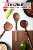 Akasya 3 lü Servis Kaşığı & Servis Kevgiri & Servis Spatulası & Salata Servis Seti thumbnail 1