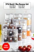 24'lü Barok Yuvarlak 4 Boy Kavanoz Seti & Saklama Kabı & Erzak Kabı (6*2000 ML, 6*1000 ML, 6*500 ML, 6*250 ML) thumbnail 1