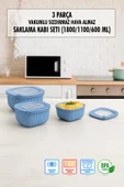 Kare 3 Parça Vakumlu Sızdırmaz Hava Almaz Saklama Kabı Seti Mavi (1800/1100/600 Ml) thumbnail 1