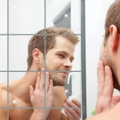 Yapışkanlı Dekoratif Folyo Ayna Kare ( 9 Adet ) Makyaj Aynası - 3