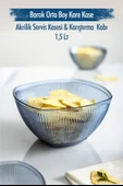 Akrilik Barok Lacivert Orta Boy Kare Meyve & Salata Kasesi & Karıştırma Kabı / 1,5 Lt (CAM DEĞİLDİR) - 2
