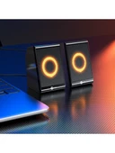 Lenovo Lecoo DS100 1+1 RGB Aydınlatmalı Kablolu Stereo 6W Soundbar Masaüstü Hoparlör Siyah - 6