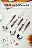 5 Parça Platin Servis Seti & Servis Sunum Seti Füme ( Kepçe / Kevgir / Sıpatula / Çatal / Kaşık ) thumbnail 1