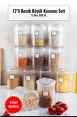 12'li Barok Yuvarlak Büyük Kavanoz Seti & Saklama Kabı & Erzak Kabı (12*2000 ML) thumbnail 1