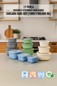 Kare 12 Parça Vakumlu Sızdırmaz Hava Almaz Saklama Kabı Seti Karışık 4x(1800/1100/600 Ml) thumbnail 1