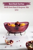 Akrilik Barok Mürdüm Büyük Oval Meyve & Salata Kasesi & Karıştırma Kabı / 3,3 Lt (CAM DEĞİLDİR) - 2