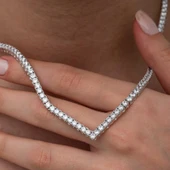 Gümüş V Model Su Yolu Kadın Kolye thumbnail 4