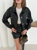 Crop bomber deri ceket siyah st2551985 thumbnail 1