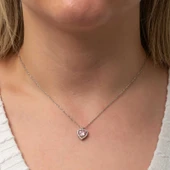 Gümüş Pembe Kalp Kadın Kolye thumbnail 5