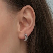 Gümüş Petek Desenli Halka Kadın Küpe thumbnail 2