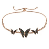 925 Ayar Gümüş Rose Kelebek Asansör Bileklik thumbnail 2