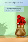 Vazo Küçük Vazo Masa Üstü Vazo Ev Dekorasyon Vazo Altın Renk Model 83 thumbnail 5