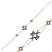 925 Ayar Gümüş Rose Dört Vavlı Bileklik thumbnail 2