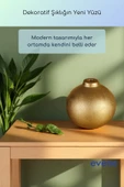 Vazo Küçük Vazo Masa Üstü Vazo Ev Dekorasyon Vazo Altın Renk Model 66 thumbnail 5