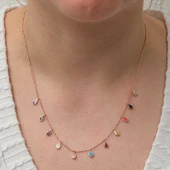 Gümüş Renkli Damla Taşlı Şans Kadın Kolye thumbnail 2