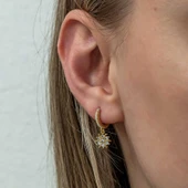 Gümüş Gold Sallantılı Güneş Kadın Küpe thumbnail 4