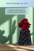Vazo Küçük Vazo Masa Üstü Vazo Ev Dekorasyon Vazo Siyah Renk Model 84 thumbnail 5