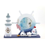 Ahşap Marin Deniz Feneri Dümenli Çerceve thumbnail 2