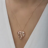 925 Ayar Gümüş Bombeli Kalp Kadın Gümüş Kolye thumbnail 4