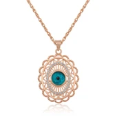 925 Ayar Gümüş Rose Oval Nazar Kolye thumbnail 2