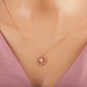 925 Ayar Gümüş Rose Çiçek Kadın Gümüş Kolye thumbnail 1