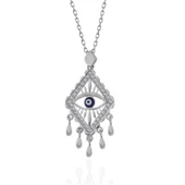 925 Ayar Gümüş Nazarlı Göz Kadın Kolye thumbnail 2