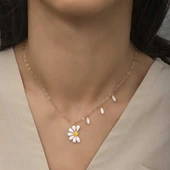 925 Ayar Gümüş Papatya Seviyor Sevmiyor Bayan Gümüş Kolye thumbnail 2