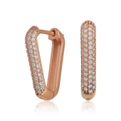 Gümüş Rose Beyaz Taşlı Üçgen Küpe thumbnail 1