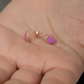 Gümüş Fosforlu Lila Kalp Küpe thumbnail 2