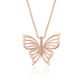 925 Ayar  Gümüş Rose Bahar Kelebeği Kadın Gümüş Kolye thumbnail 1