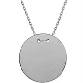 925 Ayar Gümüş Yuvarlak Plaka Kolye thumbnail 1