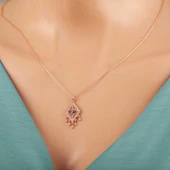 925 Ayar Gümüş Rose Nazarlı Göz Kolye - 4