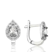 Gümüş Beyaz Taşlı Damla J Kadın Küpe thumbnail 2