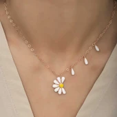925 Ayar Gümüş Papatya Seviyor Sevmiyor Bayan Gümüş Kolye thumbnail 3
