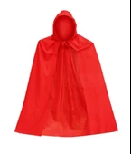 Parti Cadılar Bayramı Halloween Kapişonlu Kırmızı Pelerin 90 cm thumbnail 1