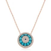 925 Ayar Gümüş Rose Camgöz Nazar Kadın Gümüş Kolye - 1