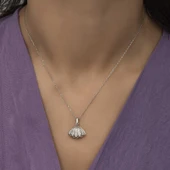 925 Ayar Gümüş İncili İstiridye Bayan Gümüş Kolye thumbnail 2