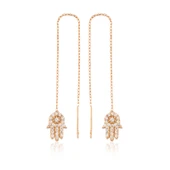 925 Ayar Gümüş Zincirli Fatma Ana Eli Küpe thumbnail 1