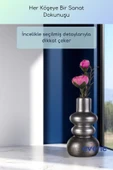 Vazo Küçük Vazo Masa Üstü Vazo Ev Dekorasyon Vazo Gümüş Eskitme Renk Model 55 thumbnail 4