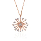 925 Ayar Gümüş Rose Çiçek Kadın Gümüş Kolye thumbnail 2