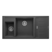 RealStone P022 Aspendos 1.5 Gözlü Tezgah Üstü Antrasit Granit Eviye - 1