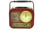 Dekoratif Metal Radyo Saatli Kumbara Vintage Biblo Hediyelik thumbnail 1