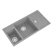 RealStone P022 Aspendos 1.5 Gözlü Tezgah Üstü Gri Granit Eviye - 1