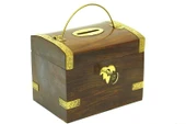 Kumbara Kilitli Ahşap Kutu Kumbara Hediyelik thumbnail 2