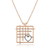 925 Ayar Gümüş Parmaklıklar Arasındaki Aşk Kadın Gümüş Kolye thumbnail 1