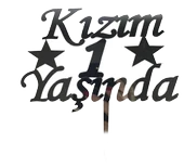 Kızım 1 Yaşında İlk Yaş Doğum Günü Partisi Pleksi Pasta Süsü Gümüş Renk thumbnail 4